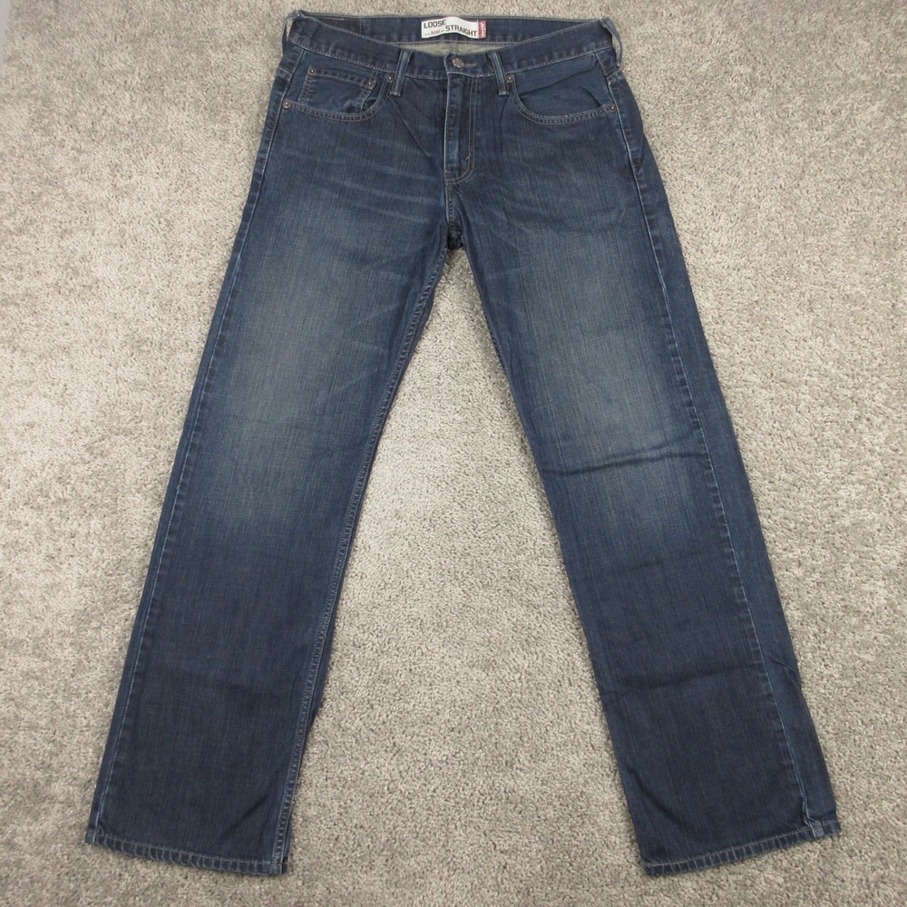 Vintage Levis Jeans Mens 31x32 Blue 569 Loose Straight Faded Whisker Denim Pants